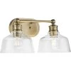 Singleton 17 in. 2-Light Vintage Brass Vanity Light with Clear Glass Shades by Progress Lighting -Progress Lighting Shop vintage brass progress lighting vanity lighting p300396 163 64 1000