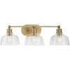 Singleton 26.5 in. 3-Light Vintage Brass Vanity Light with Clear Glass Shades by Progress Lighting -Progress Lighting Shop vintage brass progress lighting vanity lighting p300397 163 64 1000