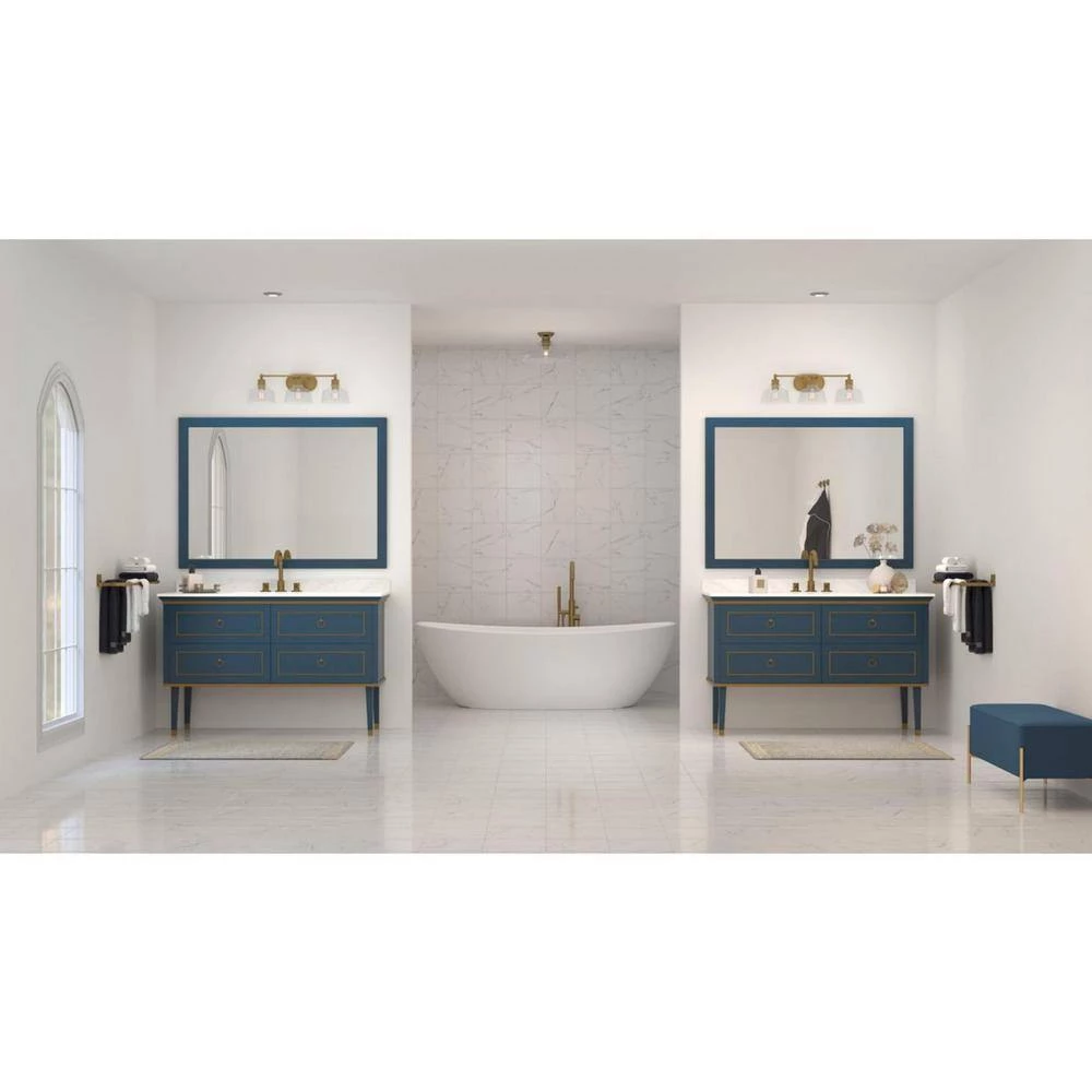 Singleton 26.5 in. 3-Light Vintage Brass Vanity Light with Clear Glass Shades by Progress Lighting 5 Singleton 26.5 in. 3-Light Vintage Brass Vanity Light with Clear Glass Shades by Progress Lighting - Image 3