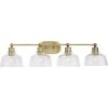 Singleton 36 in. 4-Light Vintage Brass Vanity Light with Clear Glass Shades by Progress Lighting -Progress Lighting Shop vintage brass progress lighting vanity lighting p300398 163 64 1000