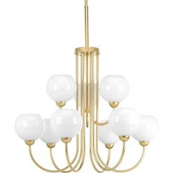 Carisa Collection 9-Light Vintage Gold Chandelier with Shade by Progress Lighting