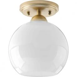Carisa Collection 7-3/8 in. 1-Light Mid Century Modern Vintage Gold Flush Mount by Progress Lighting