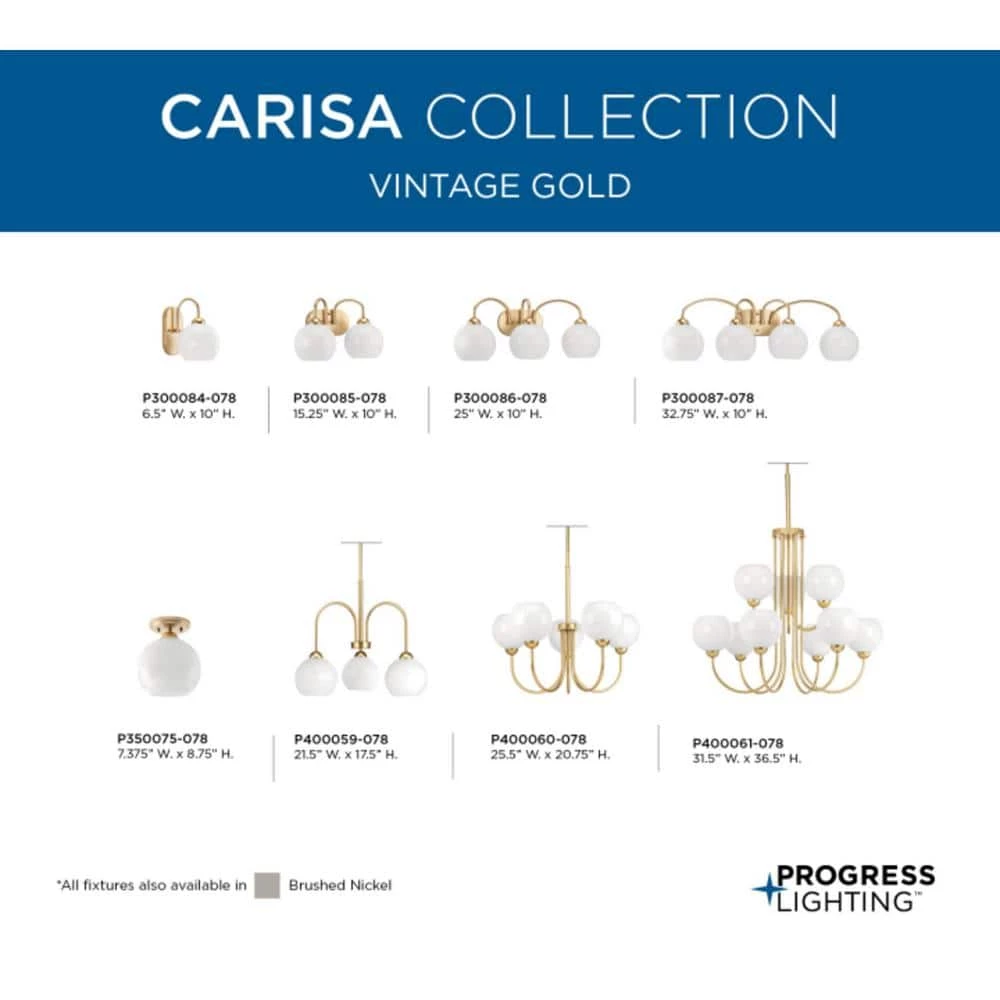 Carisa Collection 7-3/8 in. 1-Light Mid Century Modern Vintage Gold Flush Mount by Progress Lighting 6 Carisa Collection 7-3/8 in. 1-Light Mid Century Modern Vintage Gold Flush Mount by Progress Lighting - Image 4
