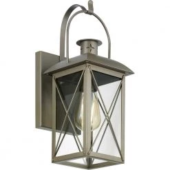 Woodcliff 1-Light 15 in. Weathered Brass Outdoor Wall Lantern with Clear Glass by Progress Lighting