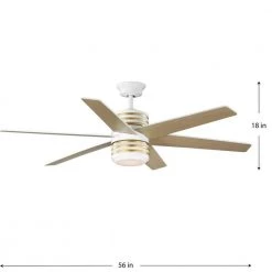 Carrollwood 56 in. Integrated LED Indoor 6-Blade Natural Cherry/White DC Motor Contemporary Ceiling Fan by Progress Lighting -Progress Lighting Shop white progress lighting ceiling fans with lights p250074 030 30 1d 1000