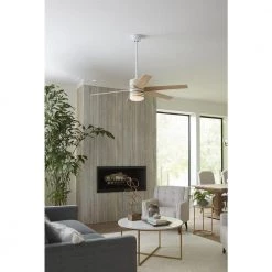 Carrollwood 56 in. Integrated LED Indoor 6-Blade Natural Cherry/White DC Motor Contemporary Ceiling Fan by Progress Lighting -Progress Lighting Shop white progress lighting ceiling fans with lights p250074 030 30 4f 1000
