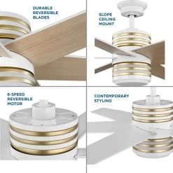 Carrollwood 56 in. Integrated LED Indoor 6-Blade Natural Cherry/White DC Motor Contemporary Ceiling Fan by Progress Lighting -Progress Lighting Shop white progress lighting ceiling fans with lights p250074 030 30 fa 1000