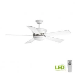 Harranvale Collection 54 in. LED Indoor White Modern Ceiling Fan with Light Kit and Remote by Progress Lighting -Progress Lighting Shop white progress lighting ceiling fans with lights p2540 3030k a0 1000