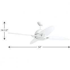 Soar Collection 54 in. LED Indoor White Minimalist Ceiling Fan with Light Kit and Remote by Progress Lighting -Progress Lighting Shop white progress lighting ceiling fans with lights p2542 3030k d4 1000