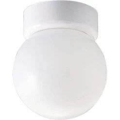 1-Light White Flush Mount with White Glass by Progress Lighting