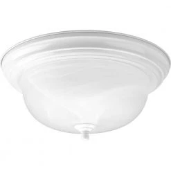 2-Light White Flush Mount with Alabaster Glass by Progress Lighting