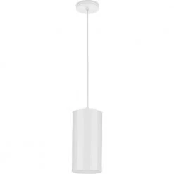 Cylinder Collection 6 in. 1-Light White Modern Outdoor Pendant Hanging Light by Progress Lighting -Progress Lighting Shop white progress lighting outdoor pendant lights p500356 030 1f 1000