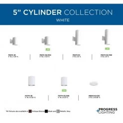 Cylinder Collection 5" White Modern Outdoor LED Wall Lantern Light by Progress Lighting -Progress Lighting Shop white progress lighting outdoor sconces p5674 30 30k 44 1000