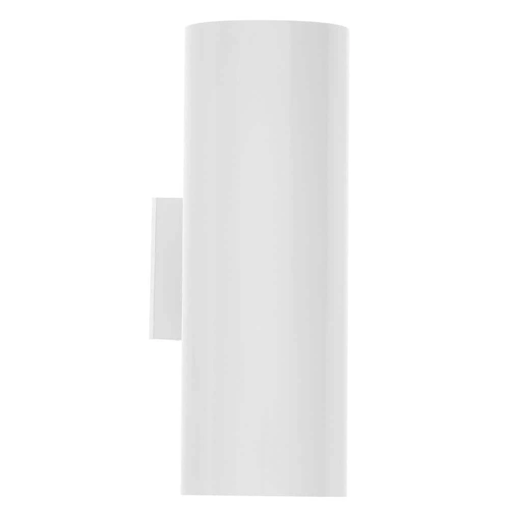 Cylinder Collection 5" White Modern Outdoor Wall Lantern Cylinder Light Up and Down Light Output by Progress Lighting 3 Cylinder Collection 5" White Modern Outdoor Wall Lantern Cylinder Light Up and Down Light Output by Progress Lighting