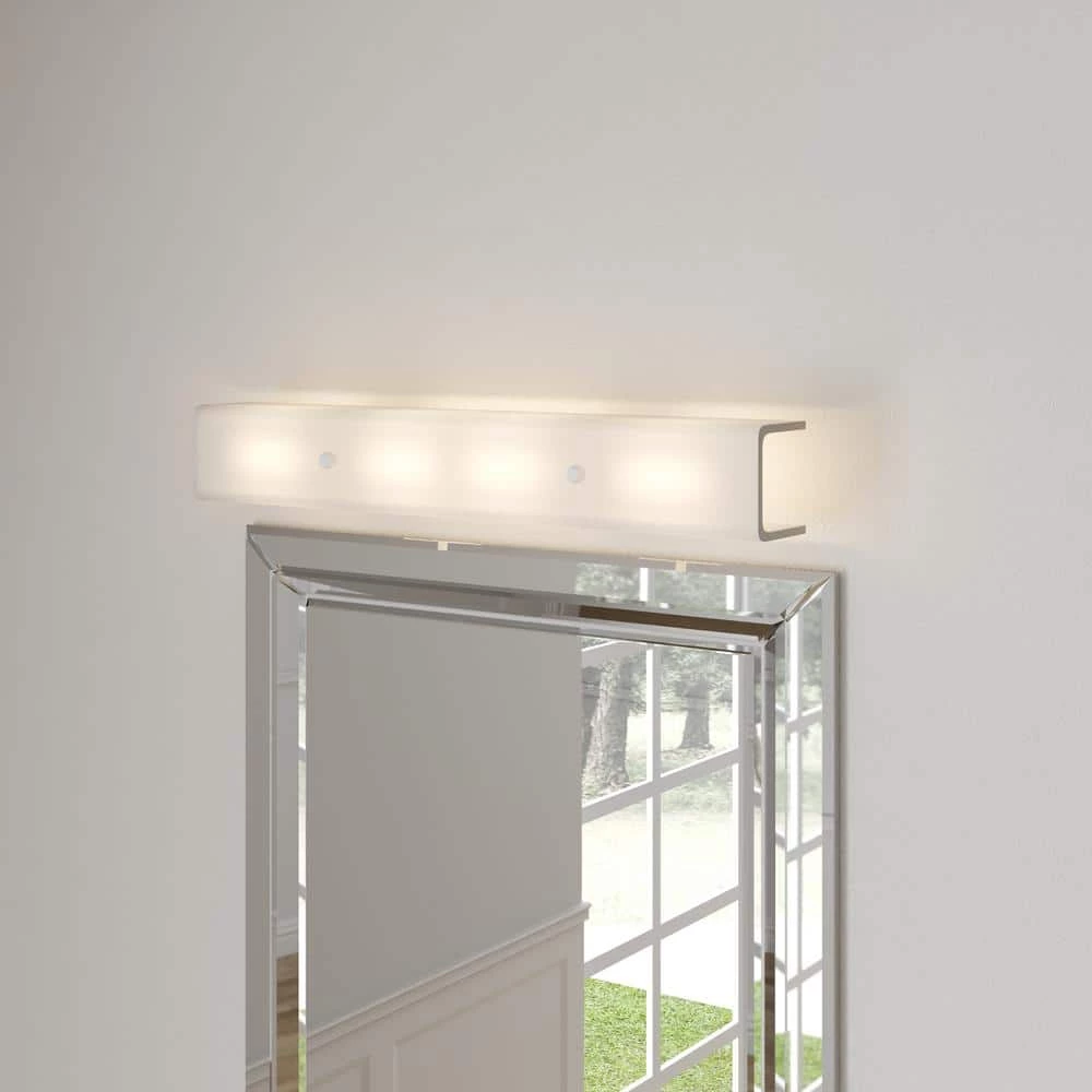 Channel Glass Collection 4-Light White White Glass Traditional Bath Vanity Light by Progress Lighting 4 Channel Glass Collection 4-Light White White Glass Traditional Bath Vanity Light by Progress Lighting - Image 2