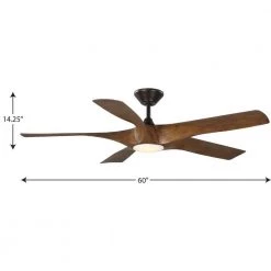 Vernal Collection 60 in. 5-Blade LED Indoor/Outdoor Woodgrain SMART Wifi DC Motor Transitional Ceiling Fan by Progress Lighting -Progress Lighting Shop woodgrain progress lighting ceiling fans with lights p250059 179 30 fa 1000